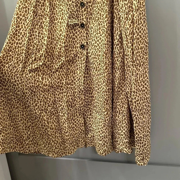 Anthropologie Cheetah Print Dress Button Front Midi Dress Size 8 - Picture 4 of 9
